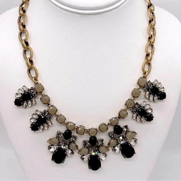 J. Crew Black & Gray Crystal Necklace - Picture 1 of 3